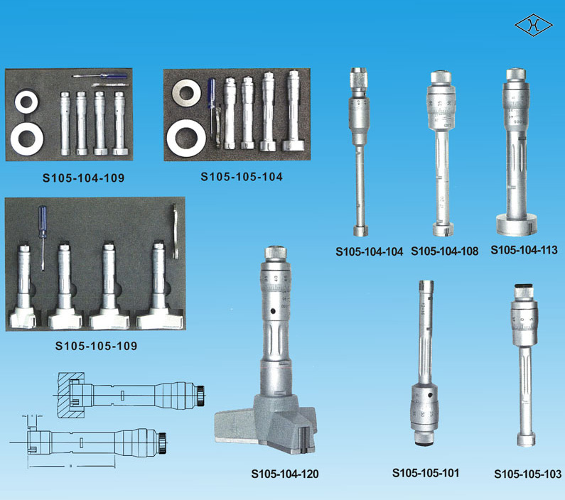 B0407-004-上量盲孔三爪內徑千分尺